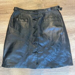 Cache Vintage Black Leather Skirt